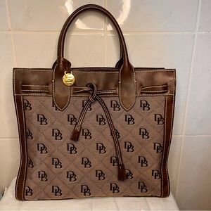 Vintage Dooney & Bourke Alto Italy Canvas Leather Tassel DB Logo Satchel Purse